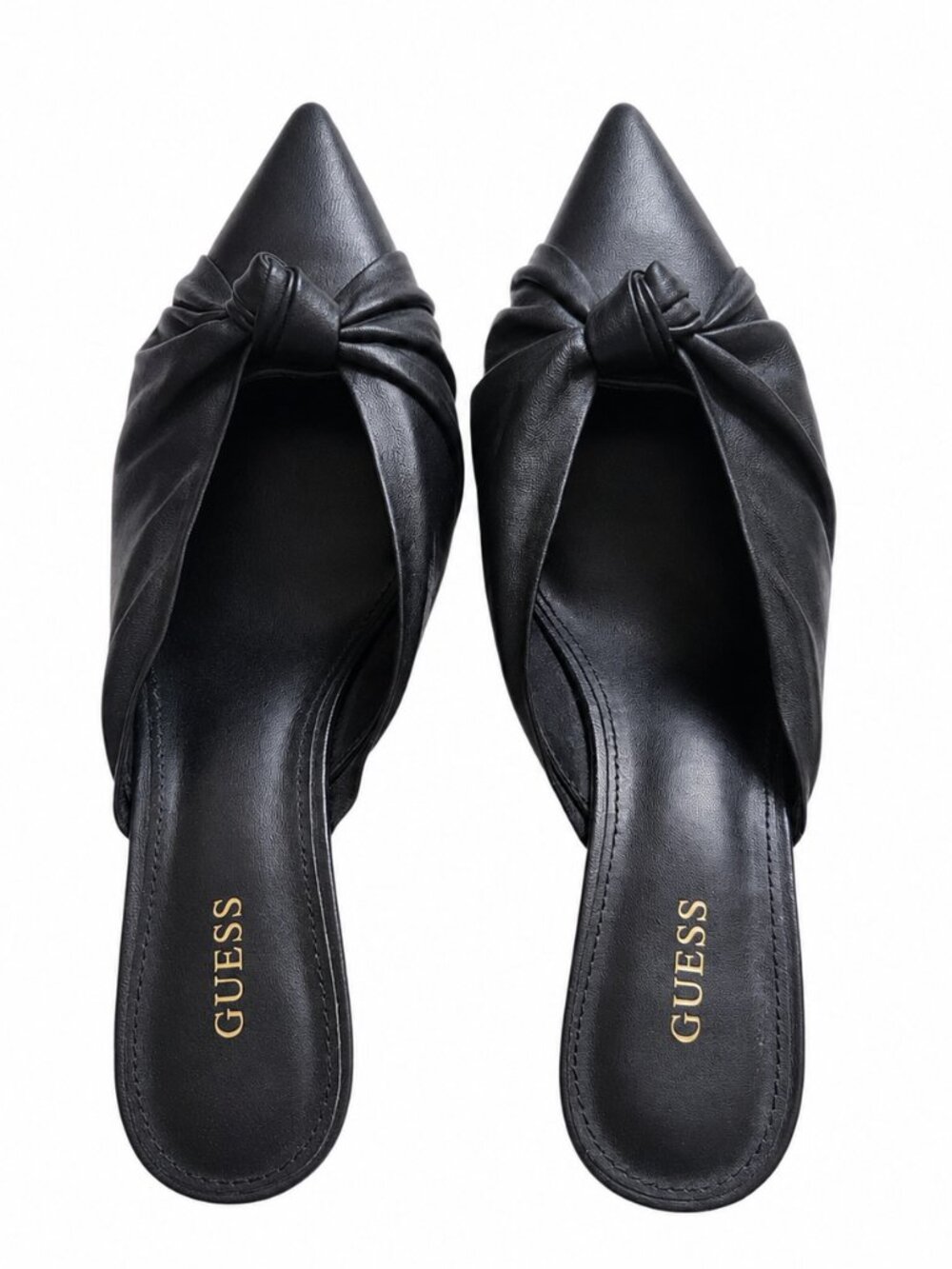 Guess Black Leather Pointed-Toe Mule Heels – Size 8